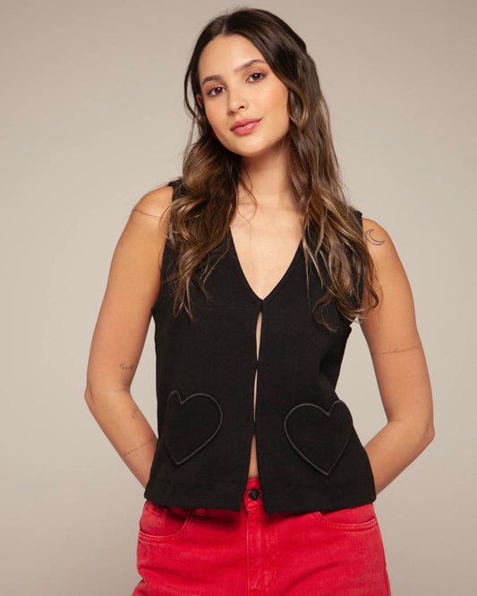 TWO HEARTS BLACK VEST